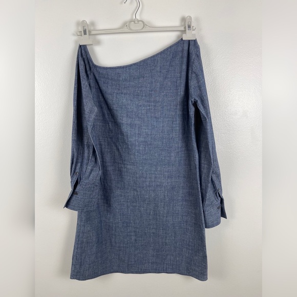 Theory Ulrika B Chambray One Shoulder Mini Dress/ Tunic Size 2 - Picture 3 of 9